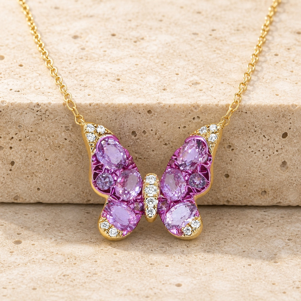 N1958 - 14K Yellow Gold Butterfly Necklace