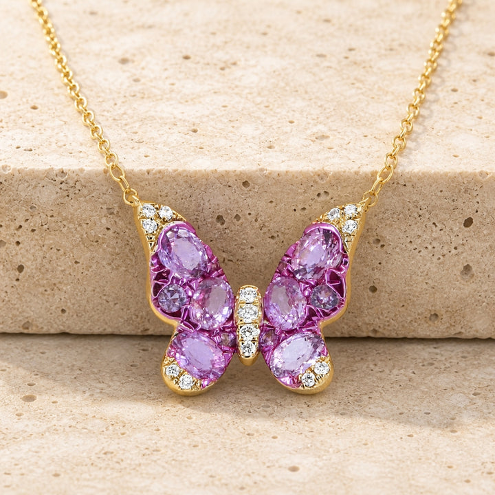 N1958 - 14K Yellow Gold Butterfly Necklace