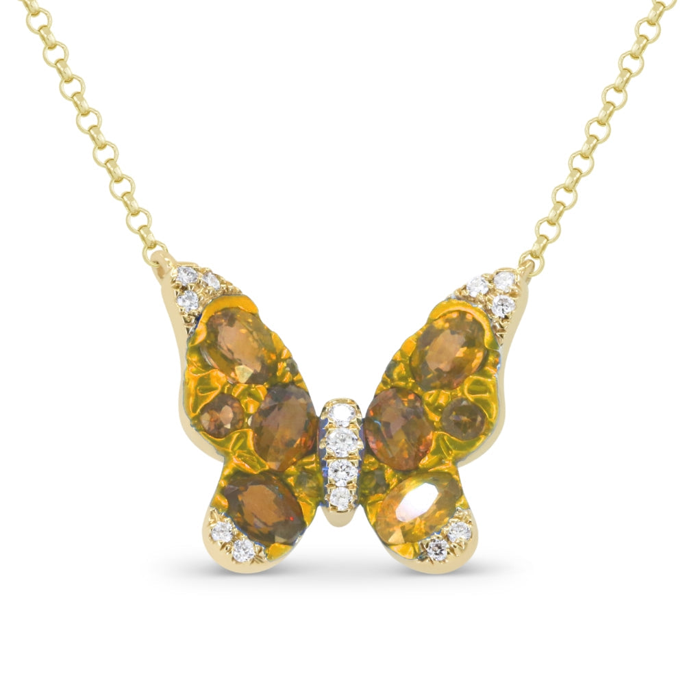 Beautiful Hand Crafted 14K Yellow Gold  Yellow Sapphire And Diamond Arianna Collection Necklace