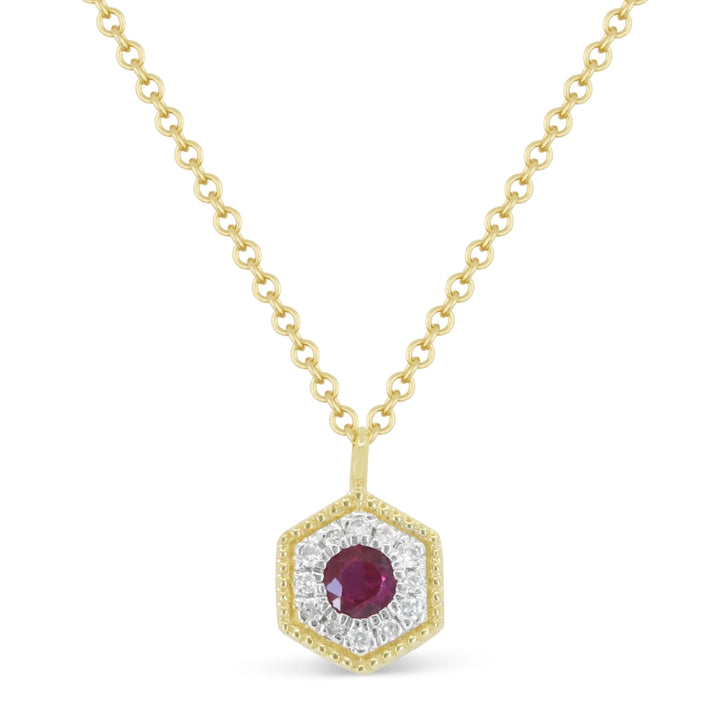 Beautiful Hand Crafted 14K Yellow Gold 3MM Ruby And Diamond Arianna Collection Necklace