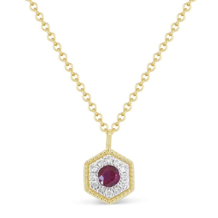 Beautiful Hand Crafted 14K Yellow Gold 3MM Ruby And Diamond Arianna Collection Necklace