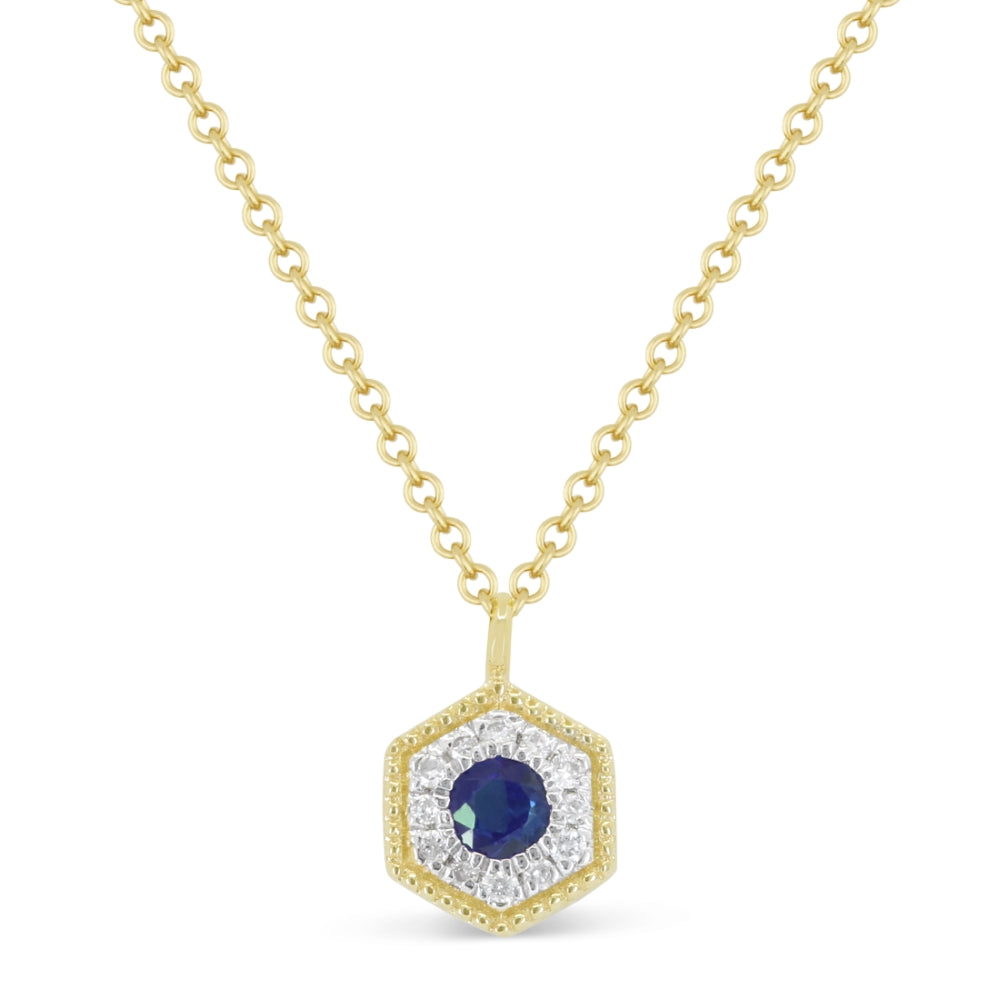 Beautiful Hand Crafted 14K Yellow Gold 3MM Sapphire And Diamond Arianna Collection Necklace