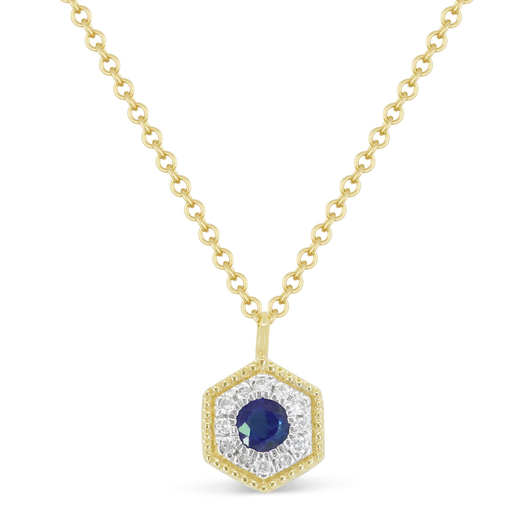 Beautiful Hand Crafted 14K Yellow Gold 3MM Sapphire And Diamond Arianna Collection Necklace