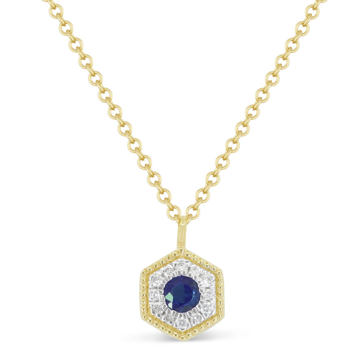 Beautiful Hand Crafted 14K Yellow Gold 3MM Sapphire And Diamond Arianna Collection Necklace