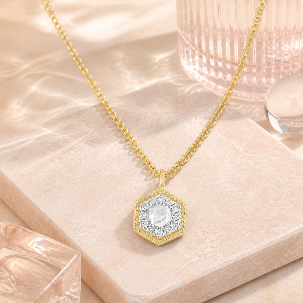N1960 - 14K Yellow Gold Diamond Necklace