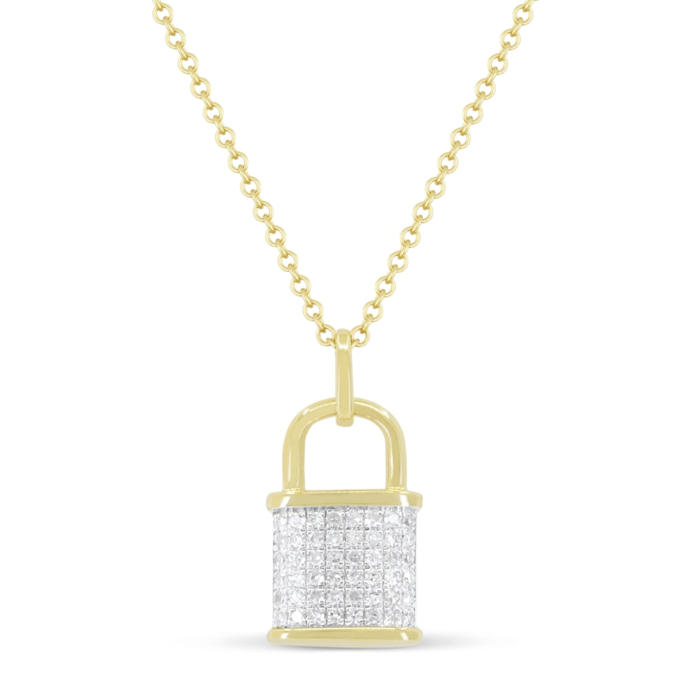Beautiful Hand Crafted 14K Yellow Gold White Diamond Milano Collection Pendant