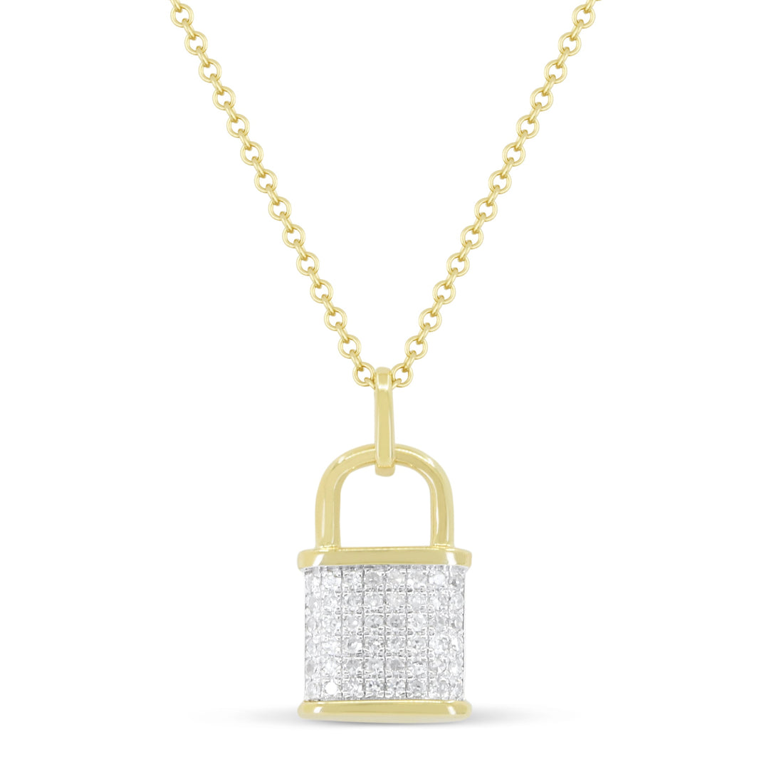 Beautiful Hand Crafted 14K Yellow Gold White Diamond Milano Collection Pendant