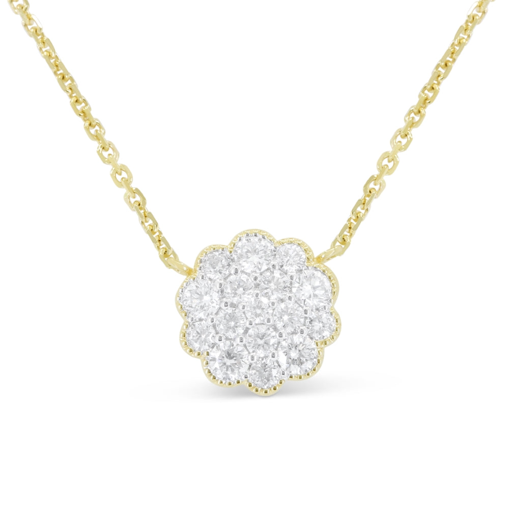 Beautiful Hand Crafted 14K Yellow Gold White Diamond Milano Collection Necklace