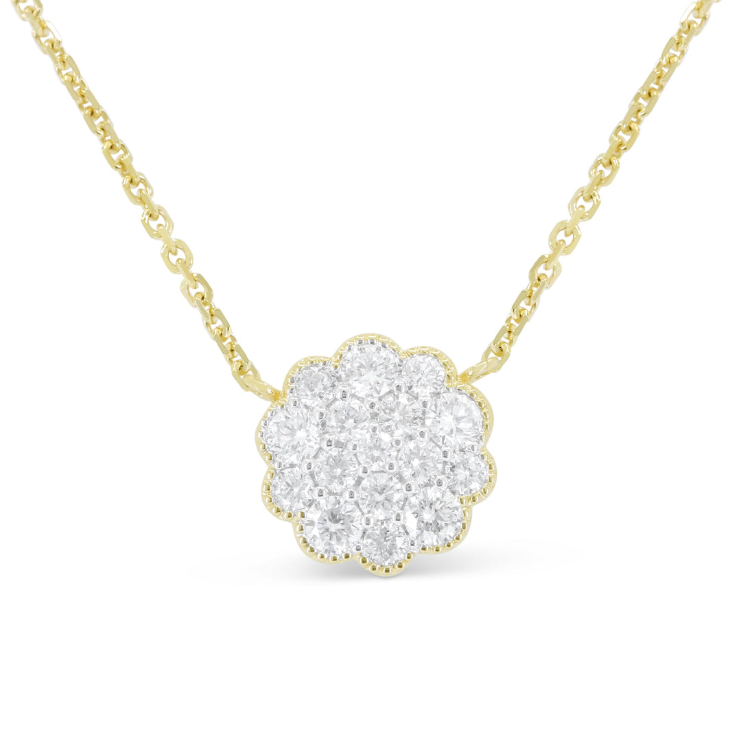 Beautiful Hand Crafted 14K Yellow Gold White Diamond Milano Collection Necklace