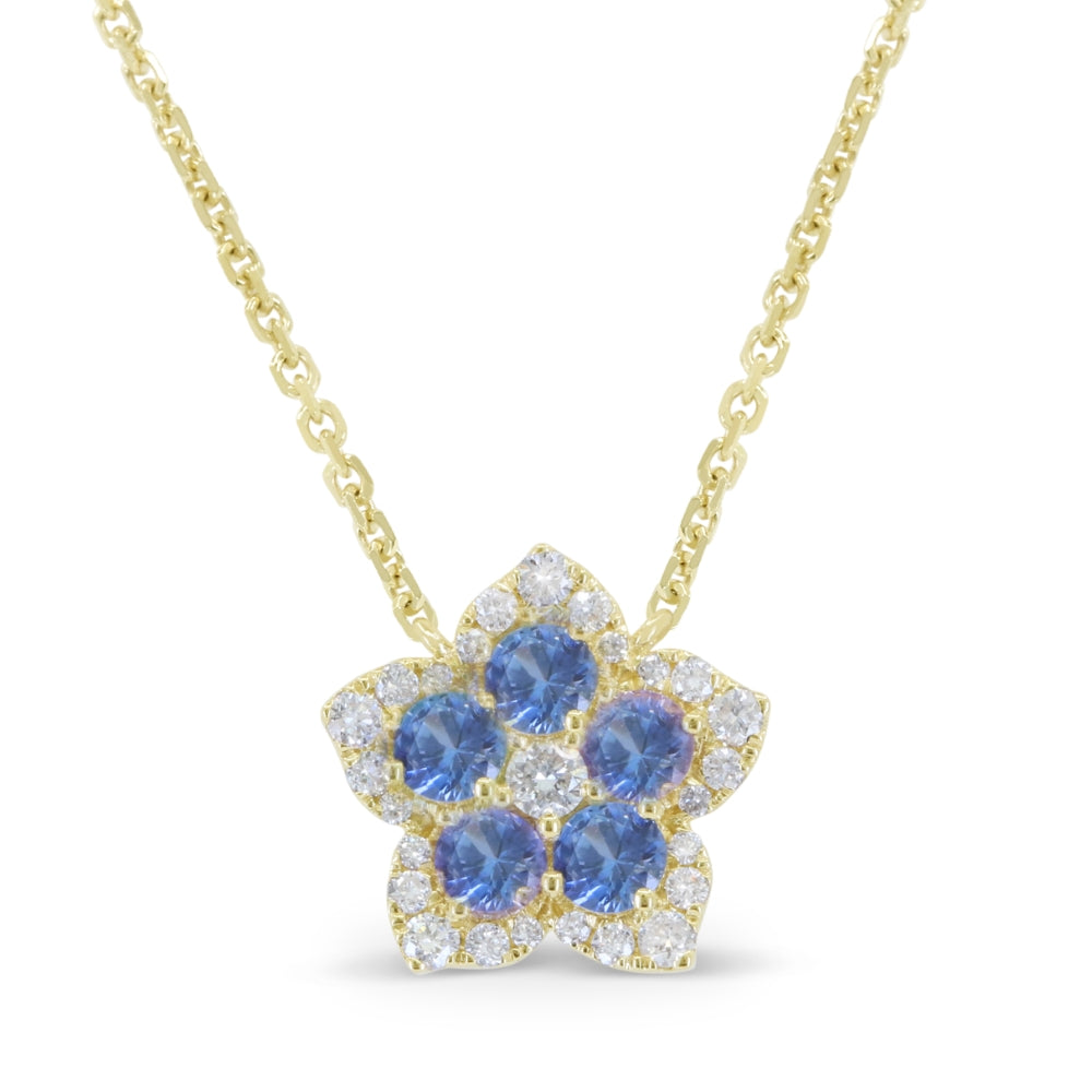 Beautiful Hand Crafted 14K Yellow Gold 3MM Sapphire And Diamond Arianna Collection Necklace