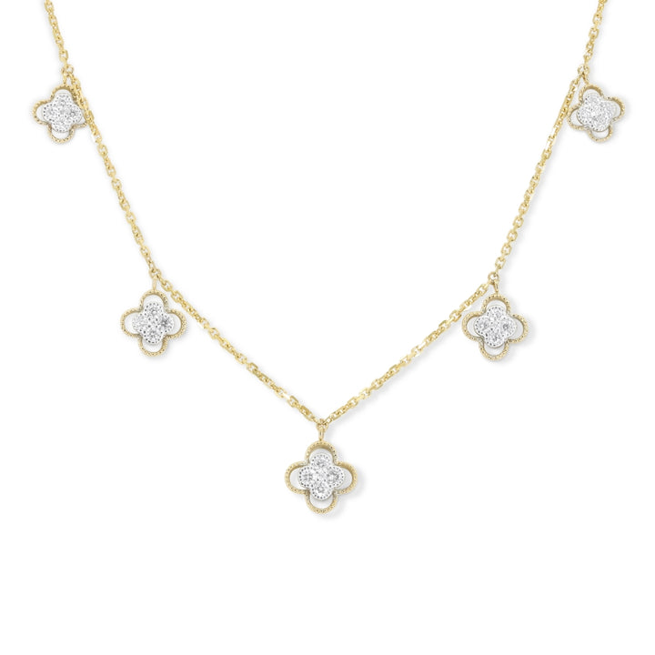Madison L 14K Two Tone Gold Diamond Clover Necklace - style N1966WY