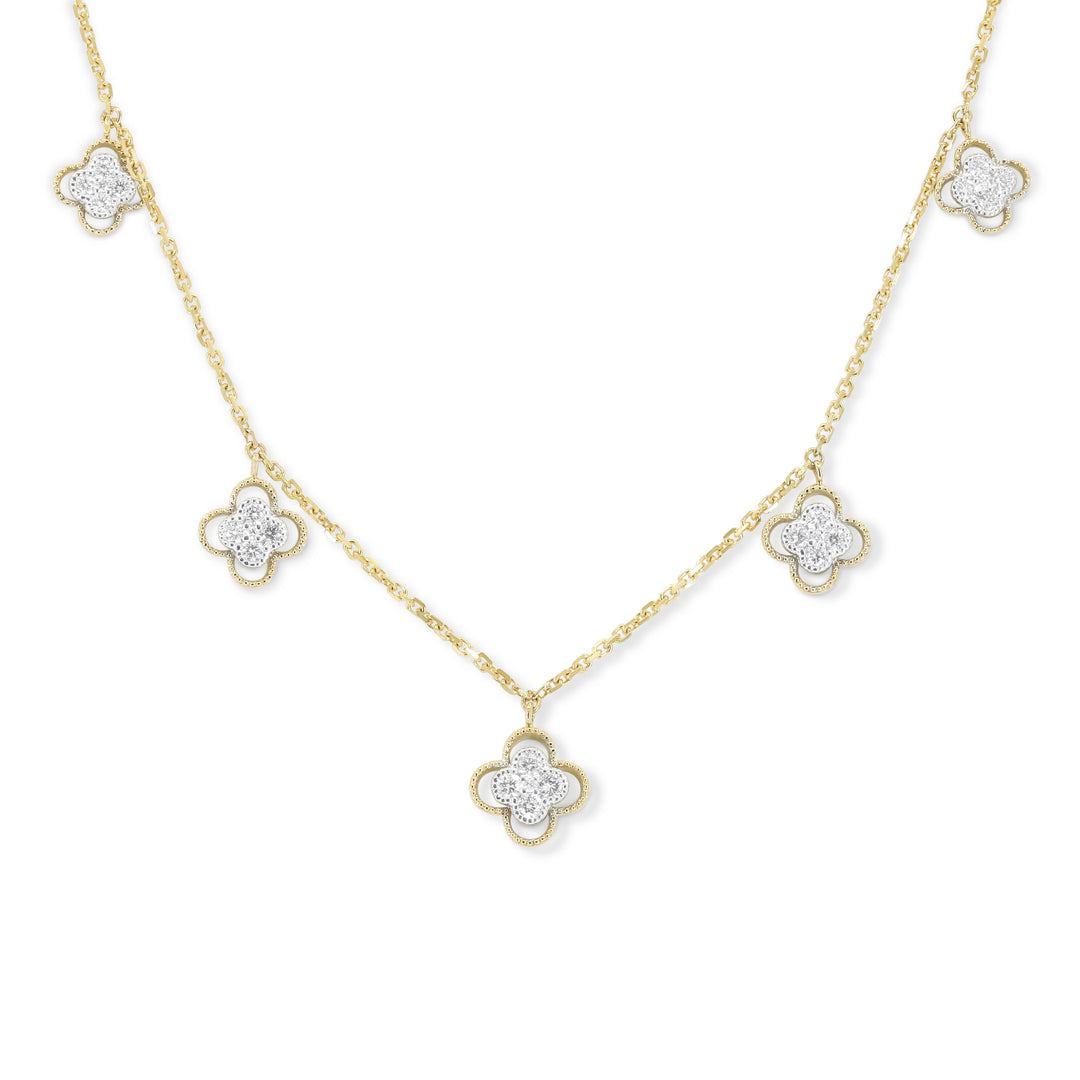 Beautiful Hand Crafted 14K Two Tone Gold White Diamond Milano Collection Necklace