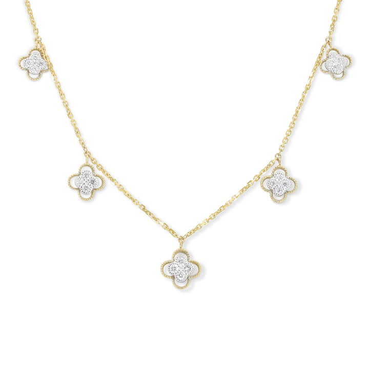 Beautiful Hand Crafted 14K Two Tone Gold White Diamond Milano Collection Necklace