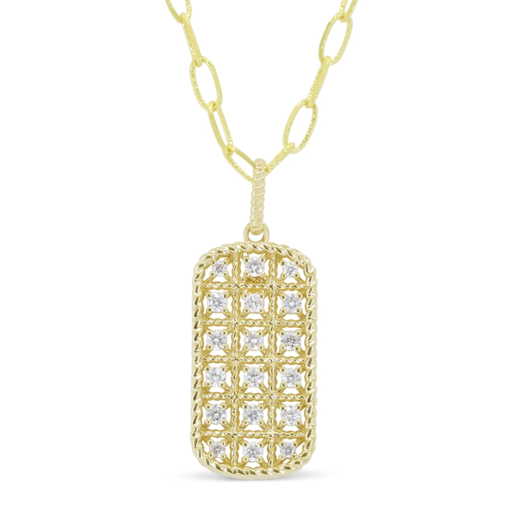 Beautiful Hand Crafted 14K Yellow Gold White Diamond Milano Collection Pendant