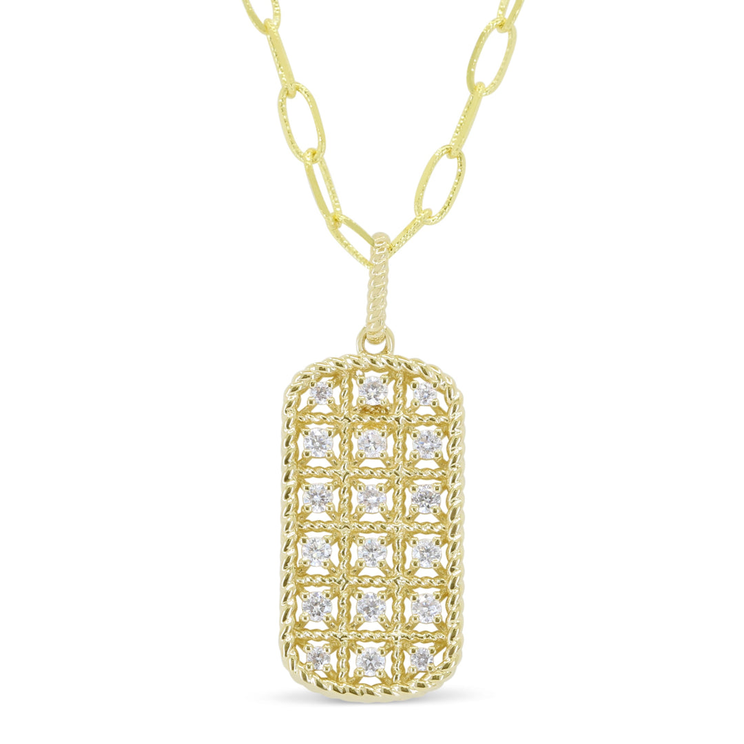 Beautiful Hand Crafted 14K Yellow Gold White Diamond Milano Collection Pendant