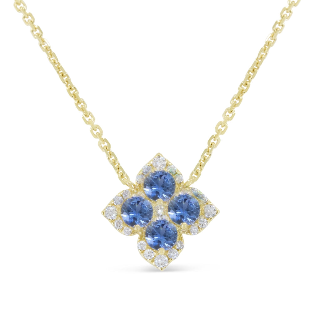 Beautiful Hand Crafted 14K Yellow Gold 3MM Sapphire And Diamond Arianna Collection Necklace