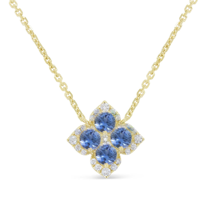 Beautiful Hand Crafted 14K Yellow Gold 3MM Sapphire And Diamond Arianna Collection Necklace