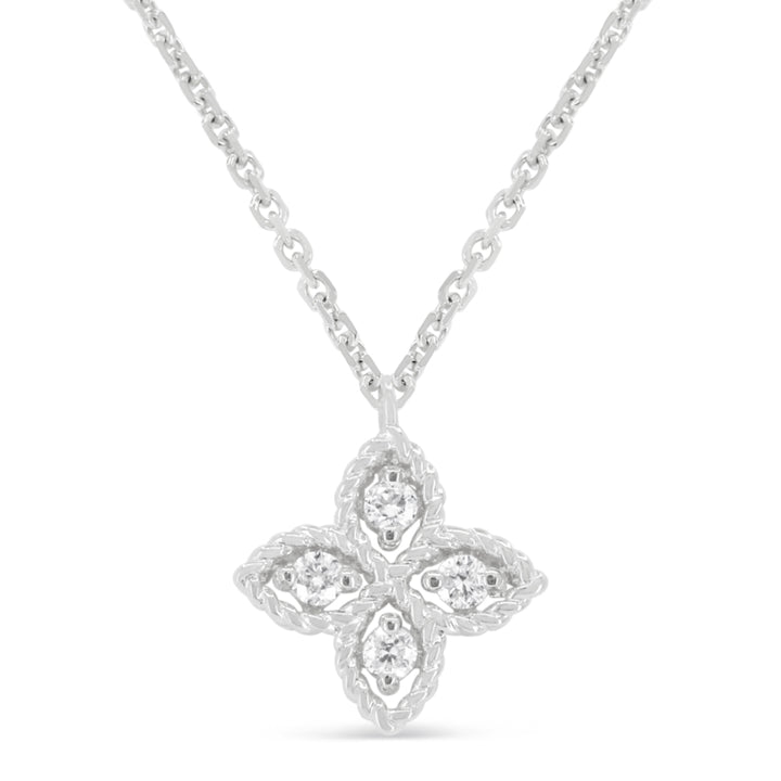 Madison L 14K White Gold Diamond Flower Necklace - style N1969W