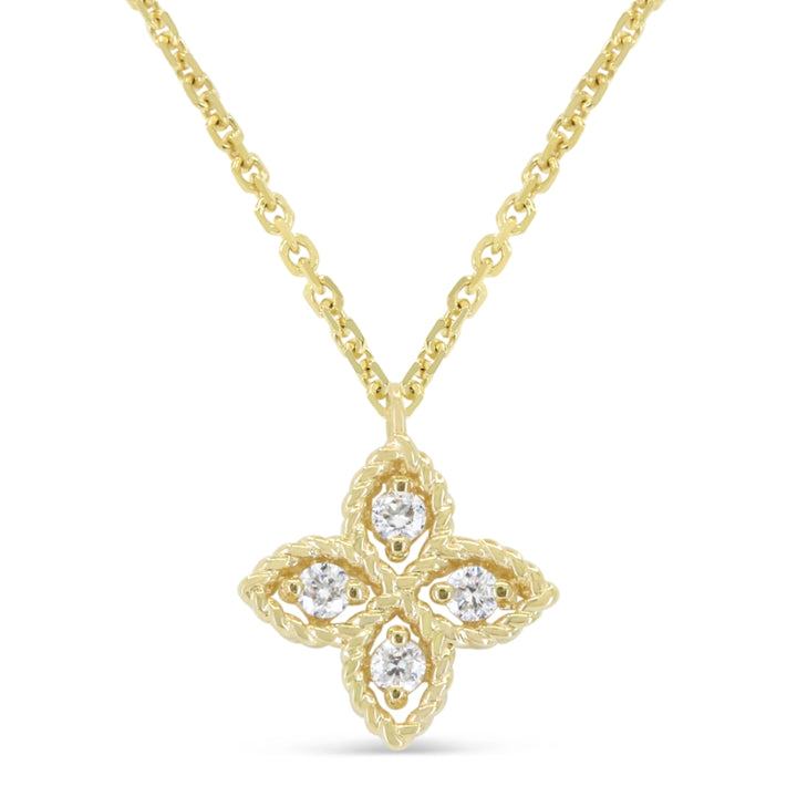 Madison L 14K Yellow Gold Diamond Flower Necklace - style N1969Y