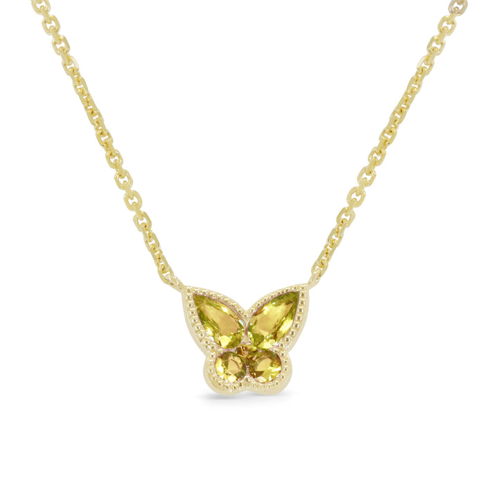 Beautiful Hand Crafted 14K Yellow Gold 3X5MM Yellow Sapphire And Diamond Arianna Collection Necklace