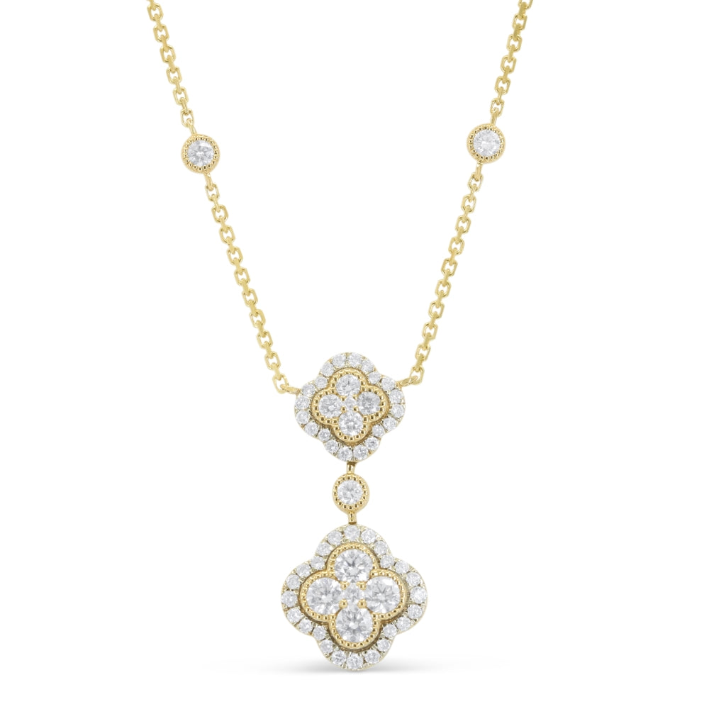 Beautiful Hand Crafted 14K Yellow Gold White Diamond Milano Collection Necklace