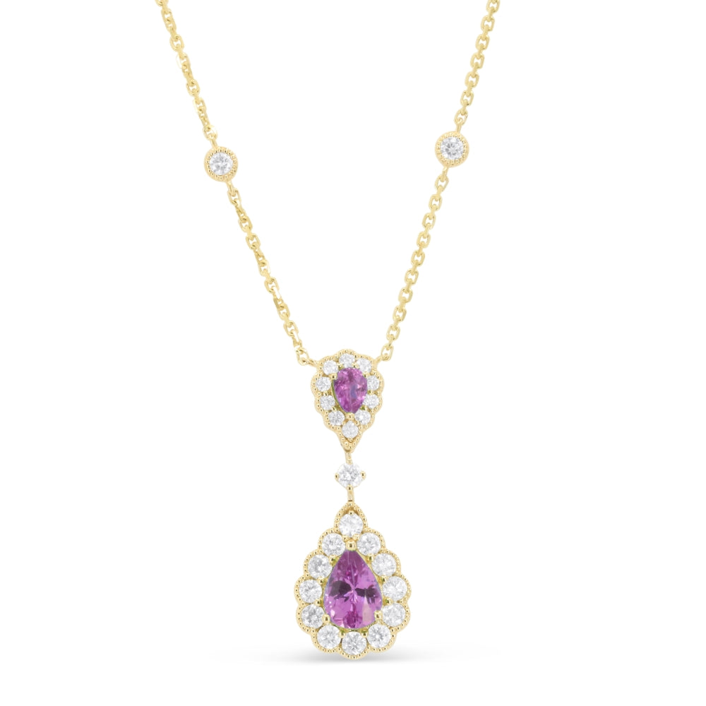 Madison L 14K Yellow Gold Pink Sapphire Necklace - style N1974PSY