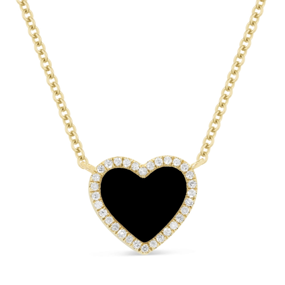 Beautiful Hand Crafted 14K Yellow Gold  Black Onyx And Diamond Milano Collection Necklace