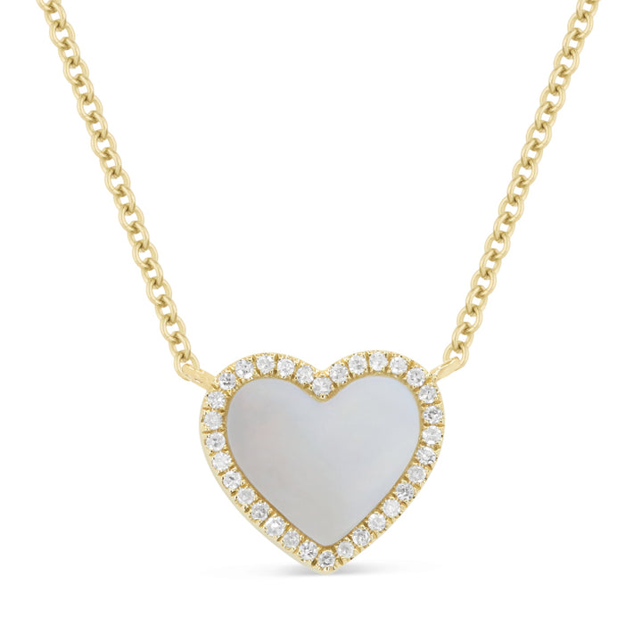 Beautiful Hand Crafted 14K Yellow Gold  Mother Of Pearl And Diamond Milano Collection Necklace