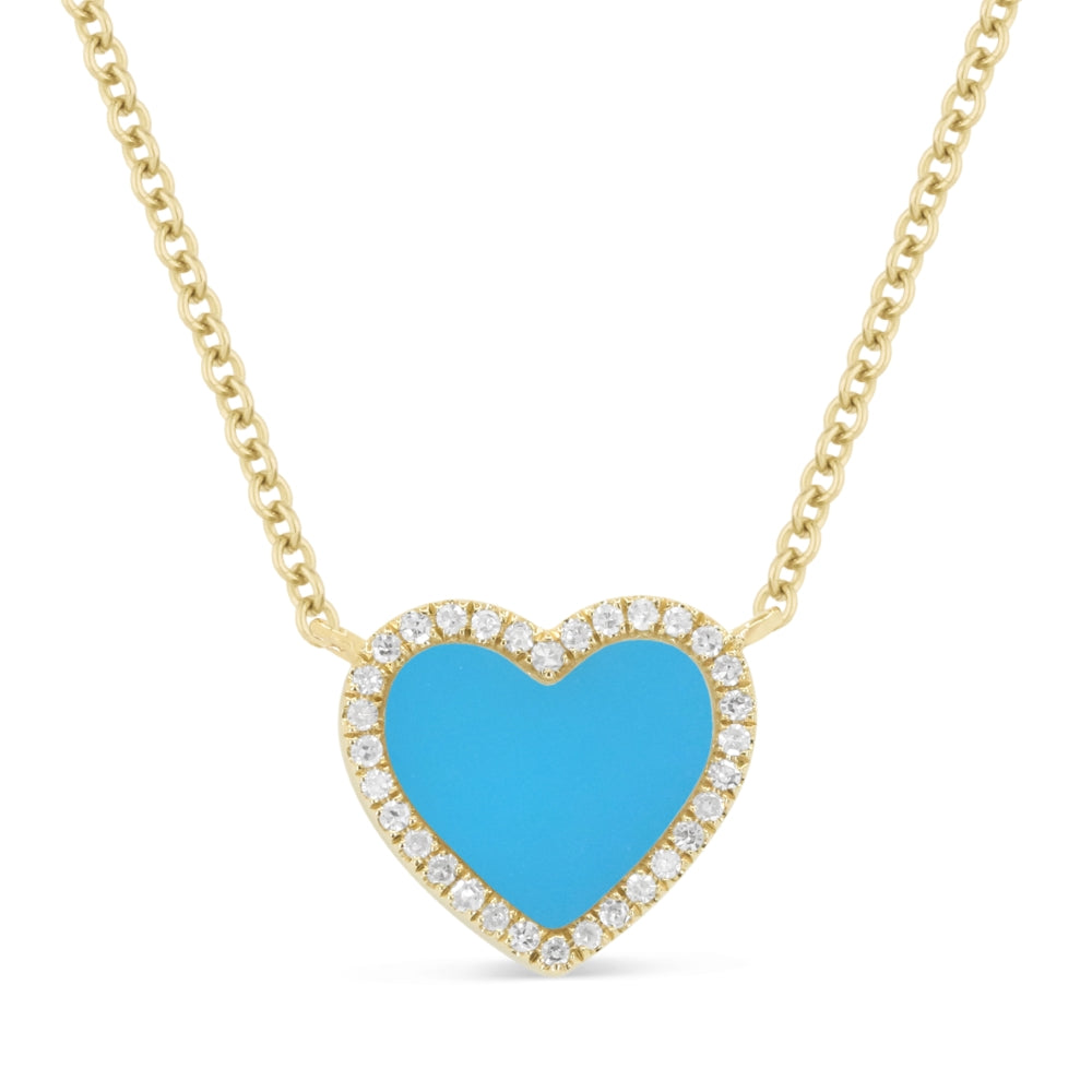 Beautiful Hand Crafted 14K Yellow Gold  Turquoise And Diamond Milano Collection Necklace