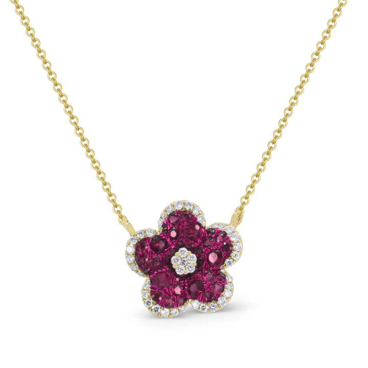 Beautiful Hand Crafted 14K Yellow Gold  Ruby And Diamond Arianna Collection Necklace