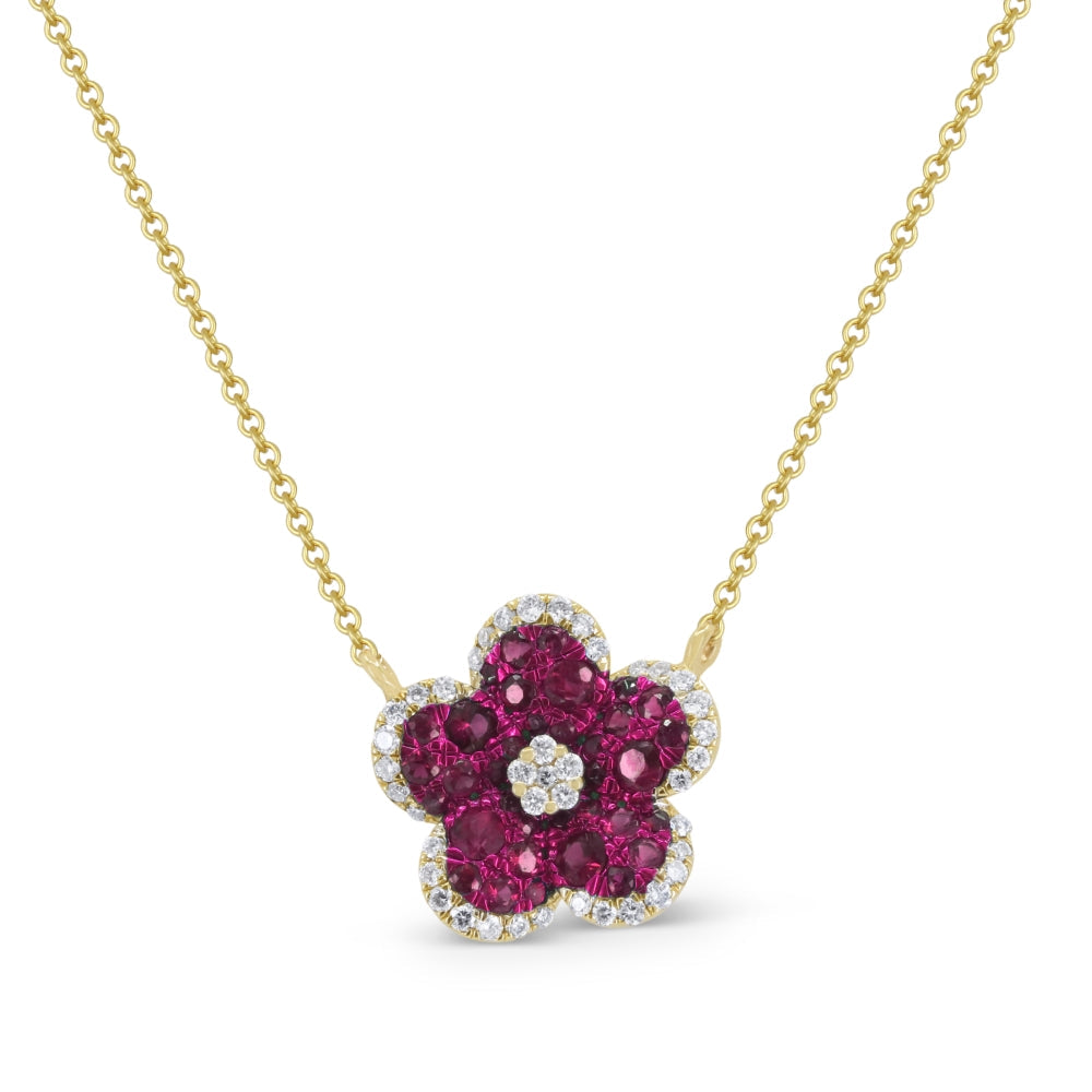 Beautiful Hand Crafted 14K Yellow Gold  Ruby And Diamond Arianna Collection Necklace