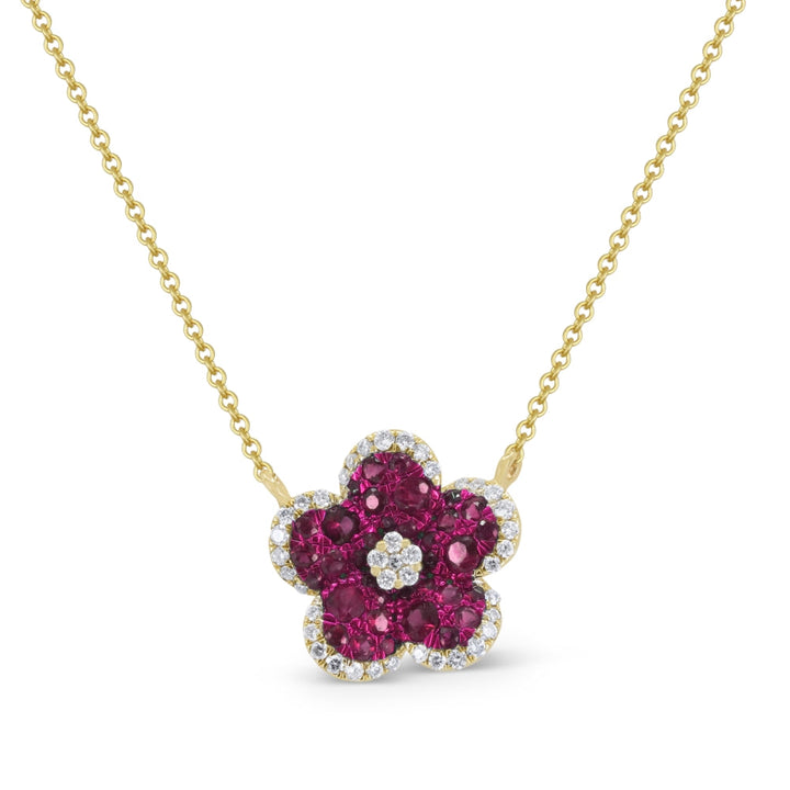 Beautiful Hand Crafted 14K Yellow Gold  Ruby And Diamond Arianna Collection Necklace