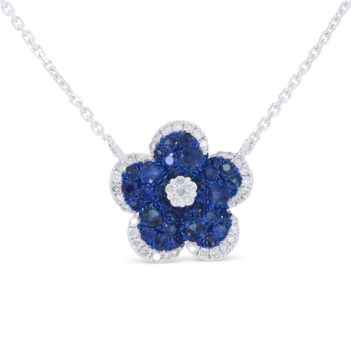 Beautiful Hand Crafted 14K White Gold  Sapphire And Diamond Arianna Collection Necklace