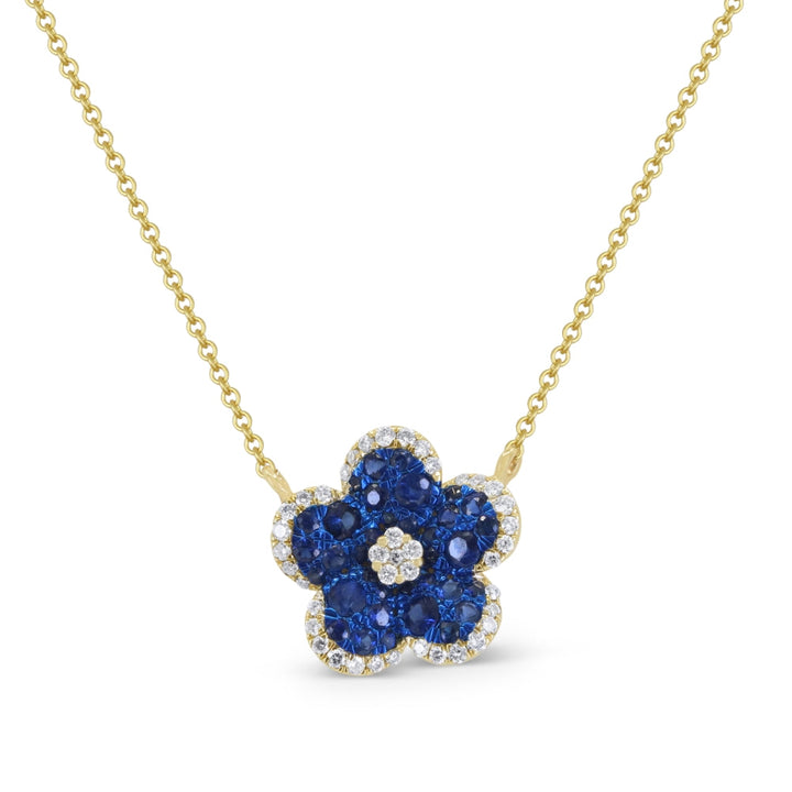 Beautiful Hand Crafted 14K Yellow Gold  Sapphire And Diamond Arianna Collection Necklace