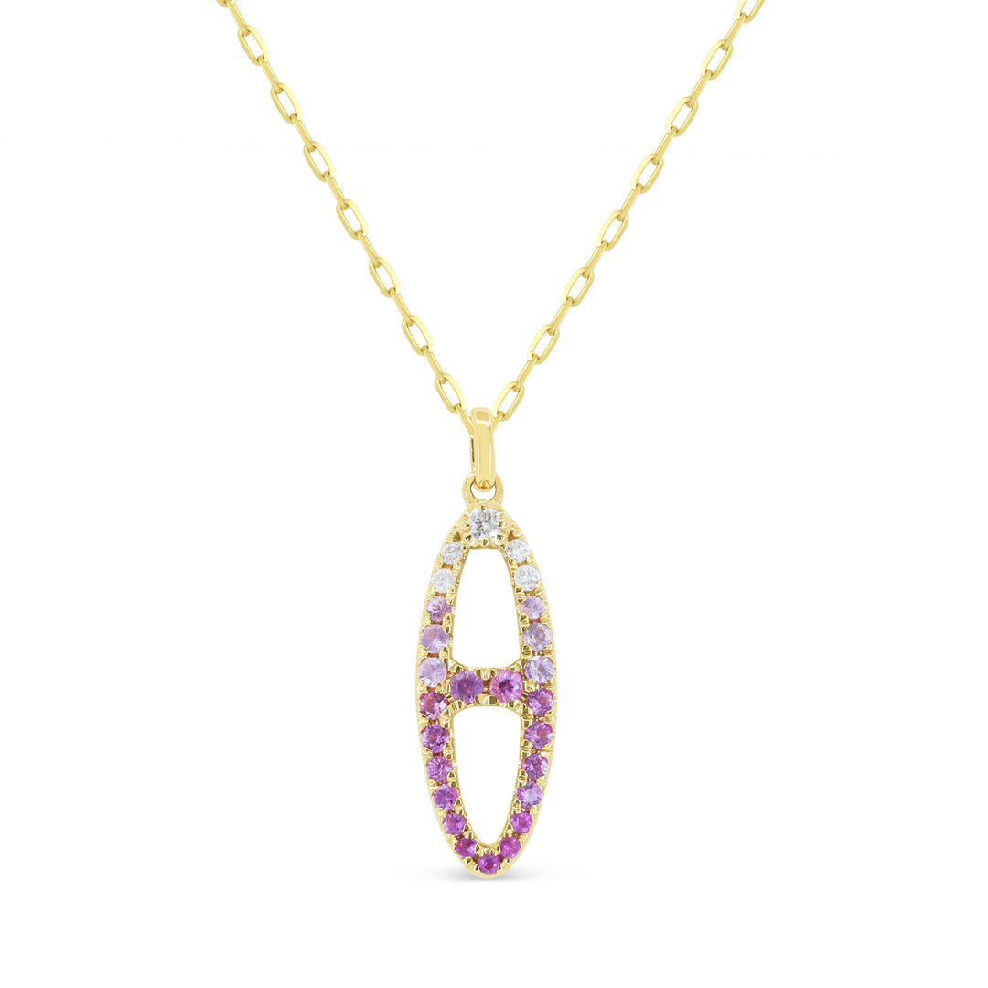 Beautiful Hand Crafted 14K Yellow Gold  Pink Sapphire And Diamond Arianna Collection Pendant