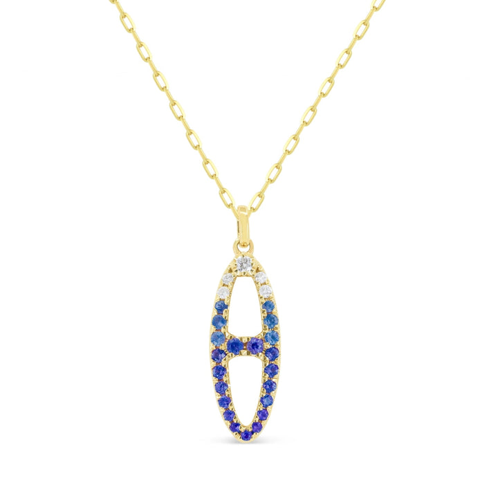 Beautiful Hand Crafted 14K Yellow Gold  Sapphire And Diamond Arianna Collection Pendant