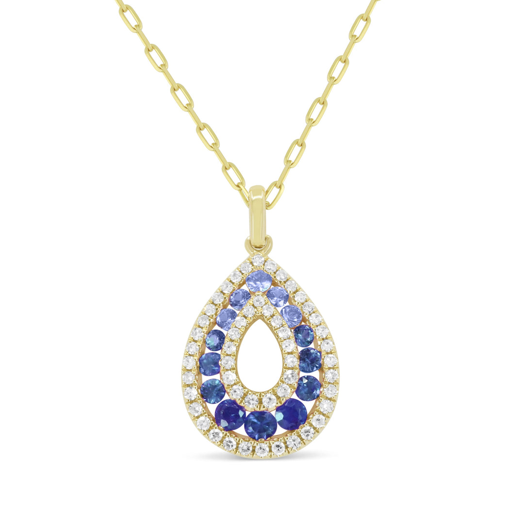 Beautiful Hand Crafted 14K Yellow Gold 2MM Sapphire And Diamond Arianna Collection Pendant