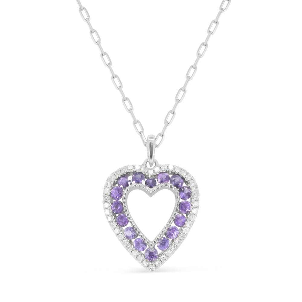 Beautiful Hand Crafted 14K White Gold 2MM Pink Sapphire And Diamond Arianna Collection Pendant