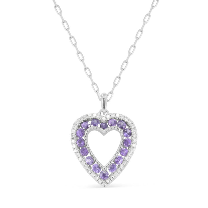 Beautiful Hand Crafted 14K White Gold 2MM Pink Sapphire And Diamond Arianna Collection Pendant