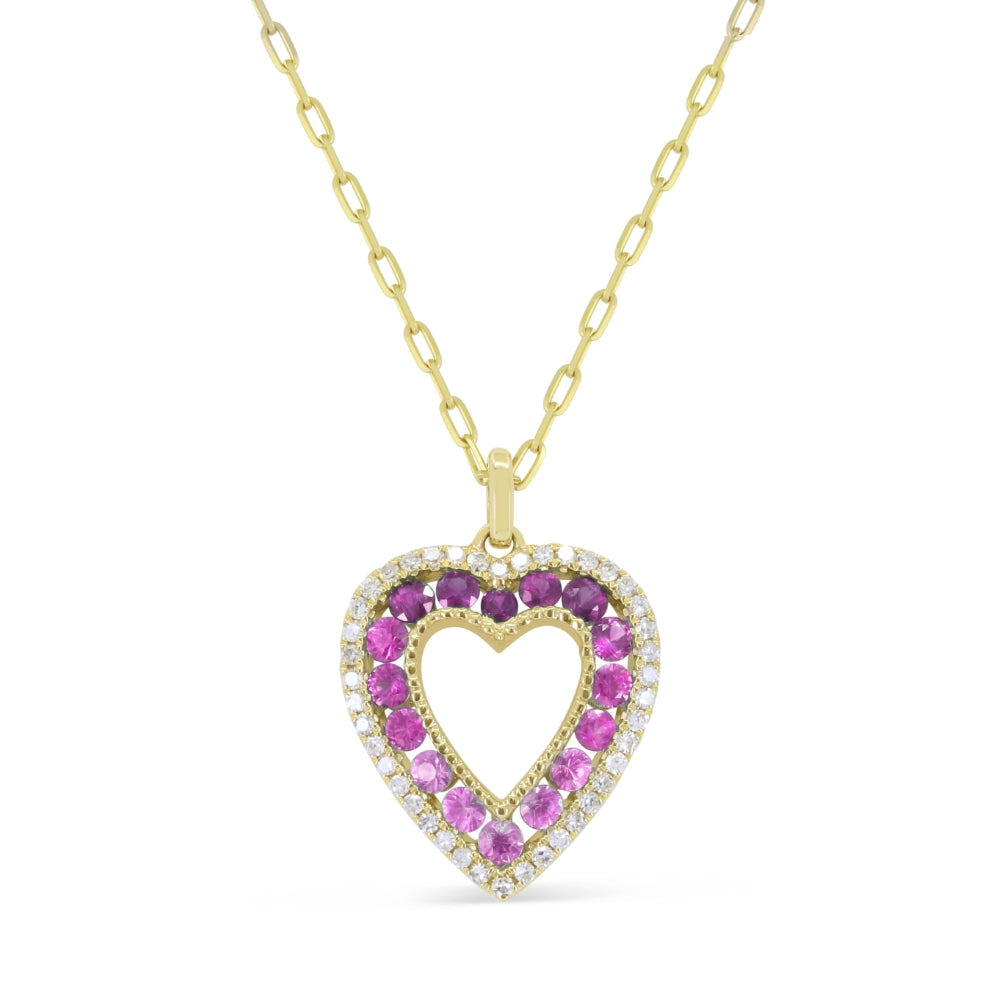 Madison L 14K Yellow Gold Pink Sapphire Heart Pendant - style N1983PSAY