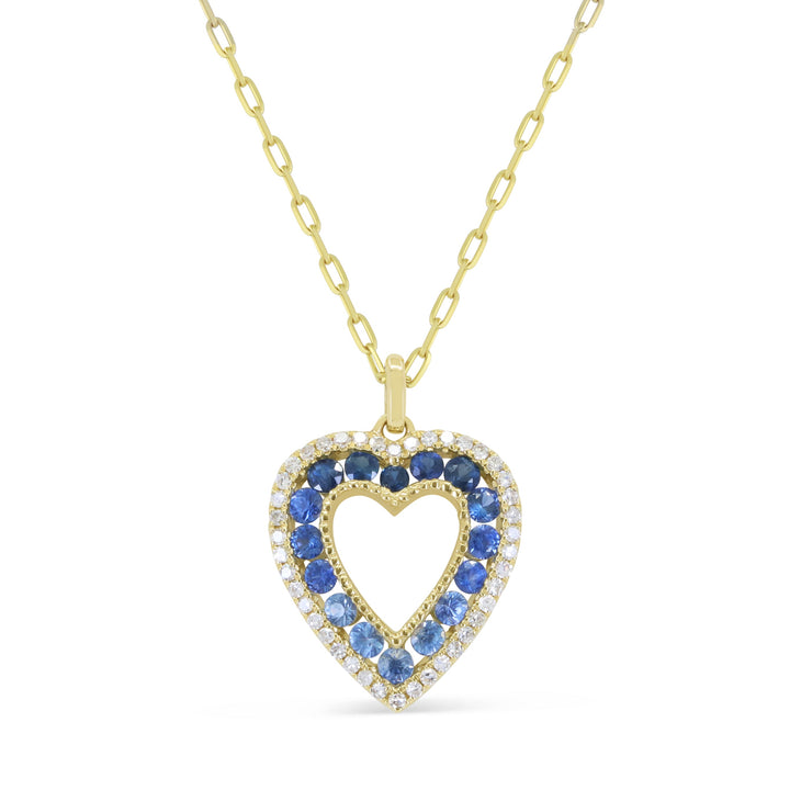 Beautiful Hand Crafted 14K Yellow Gold 2MM Sapphire And Diamond Arianna Collection Pendant