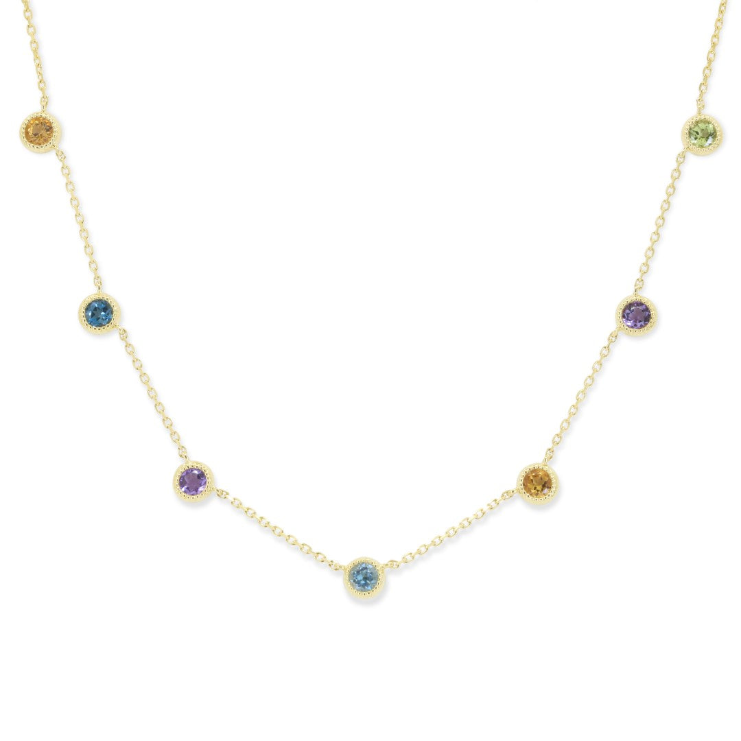 Beautiful Hand Crafted 14K Yellow Gold  Sapphire And Diamond Arianna Collection Necklace