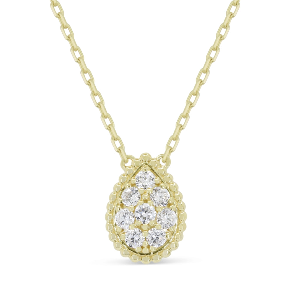 Beautiful Hand Crafted 14K Yellow Gold White Diamond Milano Collection Necklace