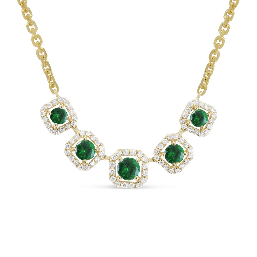 Beautiful Hand Crafted 14K Yellow Gold  Tsavorite And Diamond Arianna Collection Necklace