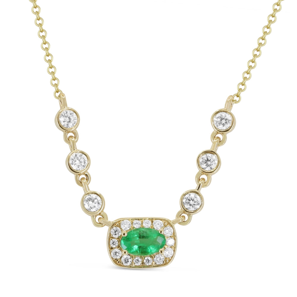 Beautiful Hand Crafted 14K Yellow Gold  Tsavorite And Diamond Arianna Collection Necklace