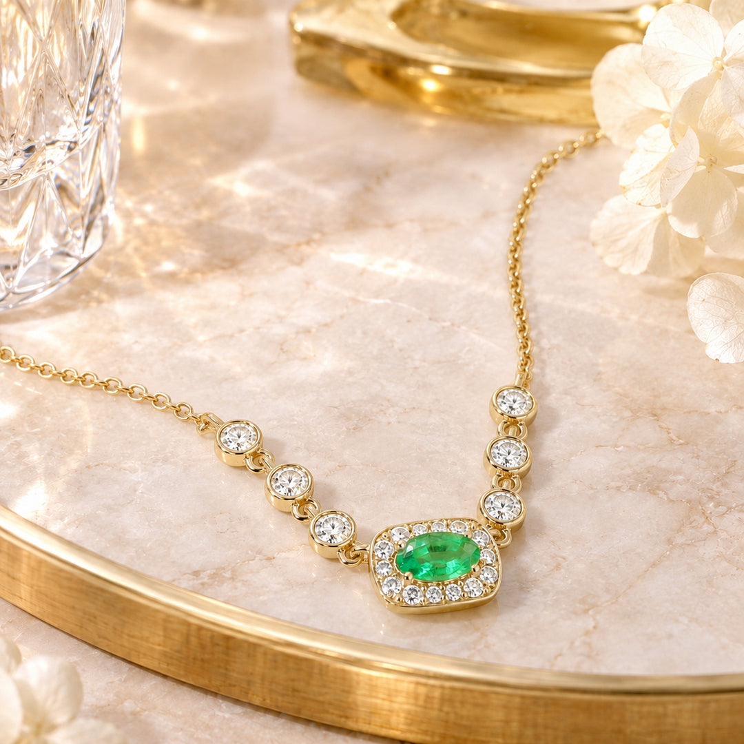 N1990 - 14K Yellow Gold Tsavorite Necklace
