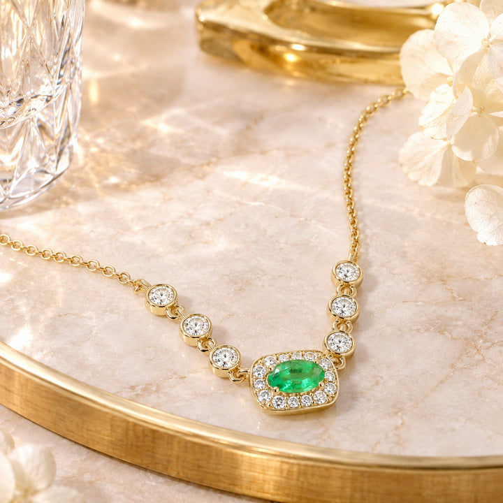 N1990 - 14K Yellow Gold Tsavorite Necklace