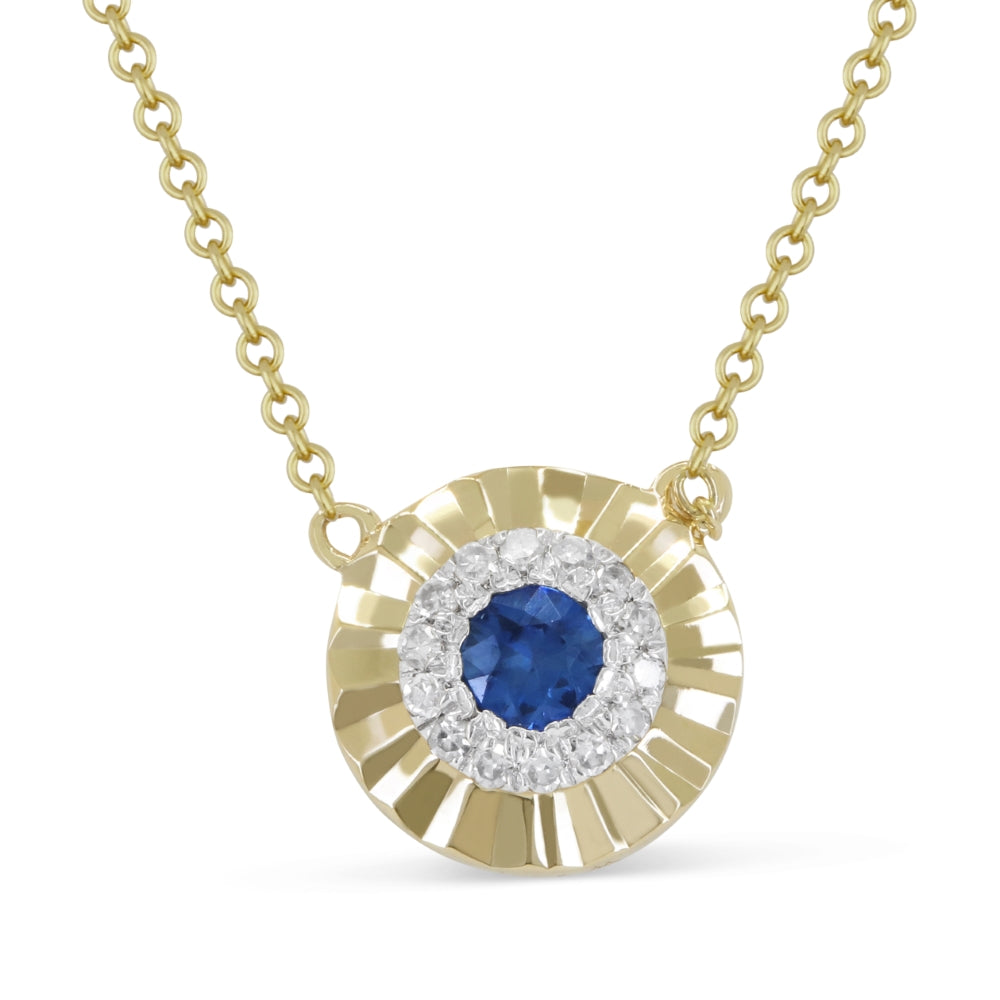 Beautiful Hand Crafted 14K Yellow Gold 3MM Sapphire And Diamond Essentials Collection Necklace