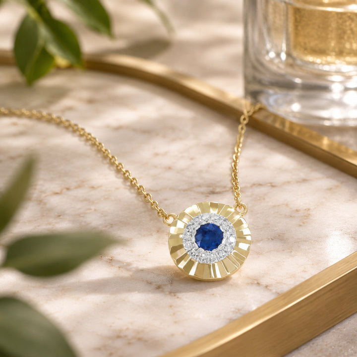 N1993 - 14K Yellow Gold Sapphire Necklace