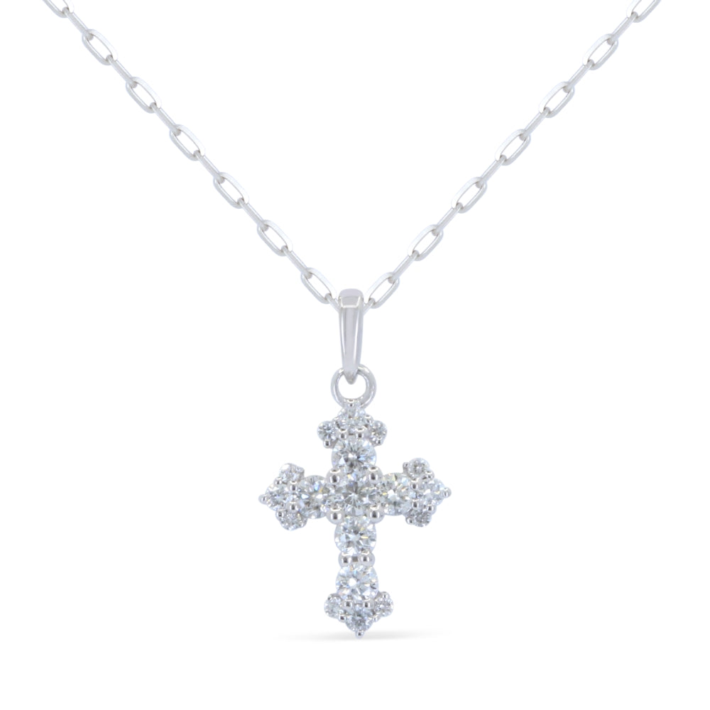 Beautiful Hand Crafted 14K White Gold White Diamond Religious Collection Pendant